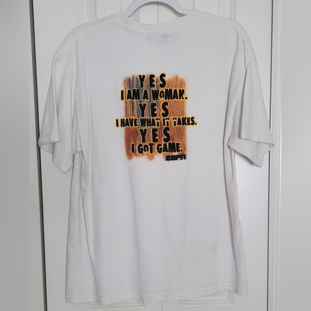Vintage ESPN Zone YES I Am Woman Empowerment Sports 3D Print T-Shirt 90s Size M